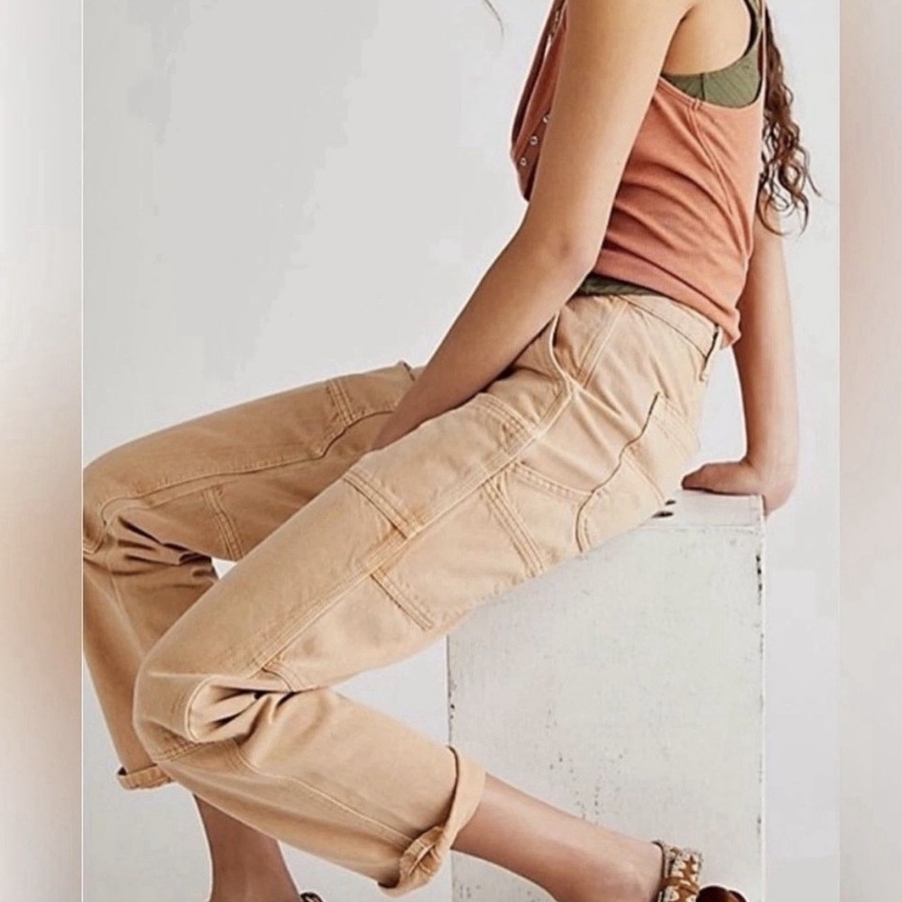 Free People We The Free Dover Mid Rise Carpenter Jeans Size 26 Blush